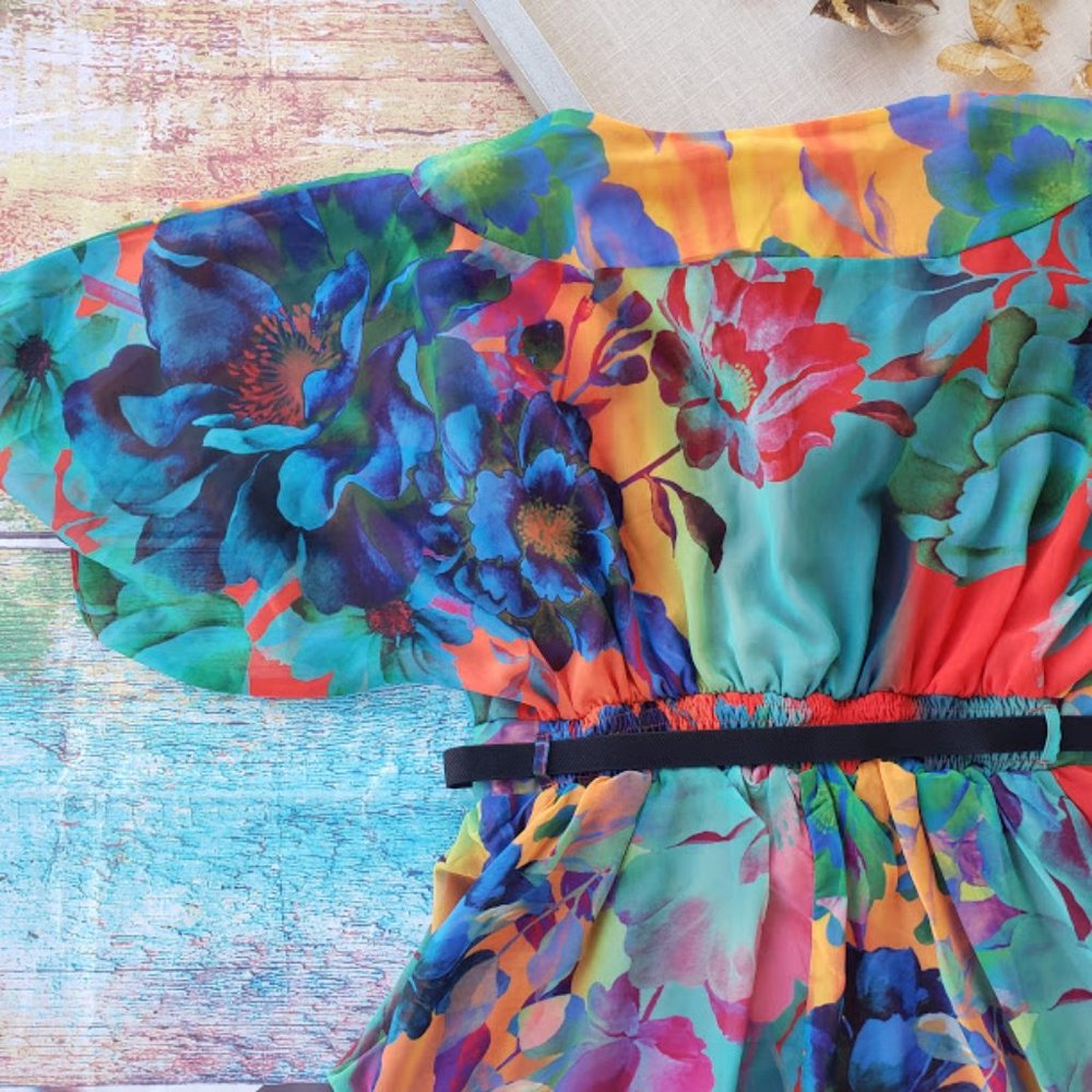 NWT City Chic Summer Faux Wrap Chiffon Dress - Picture 11 of 12